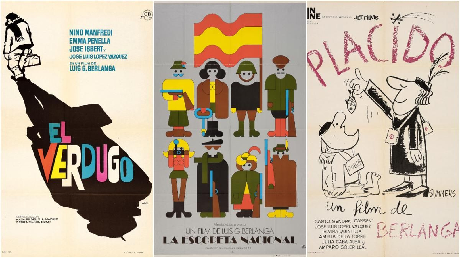 Cartells d''El Verdugo', 'La Escopeta Nacional' i 'Plácido', que s'exhibeixen en l'exposició