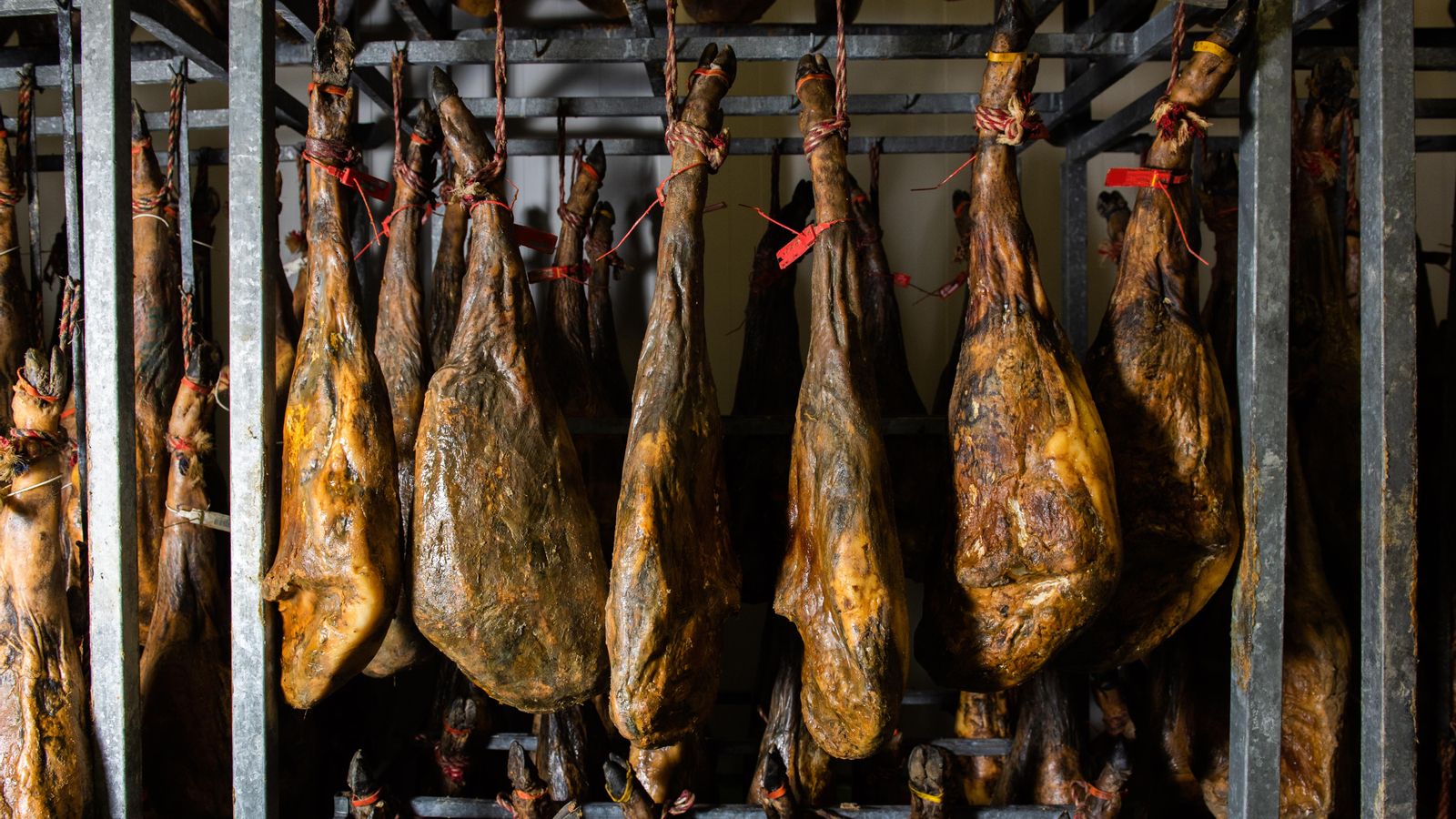 Diversos pernils ibèrics penjats (arxiu)