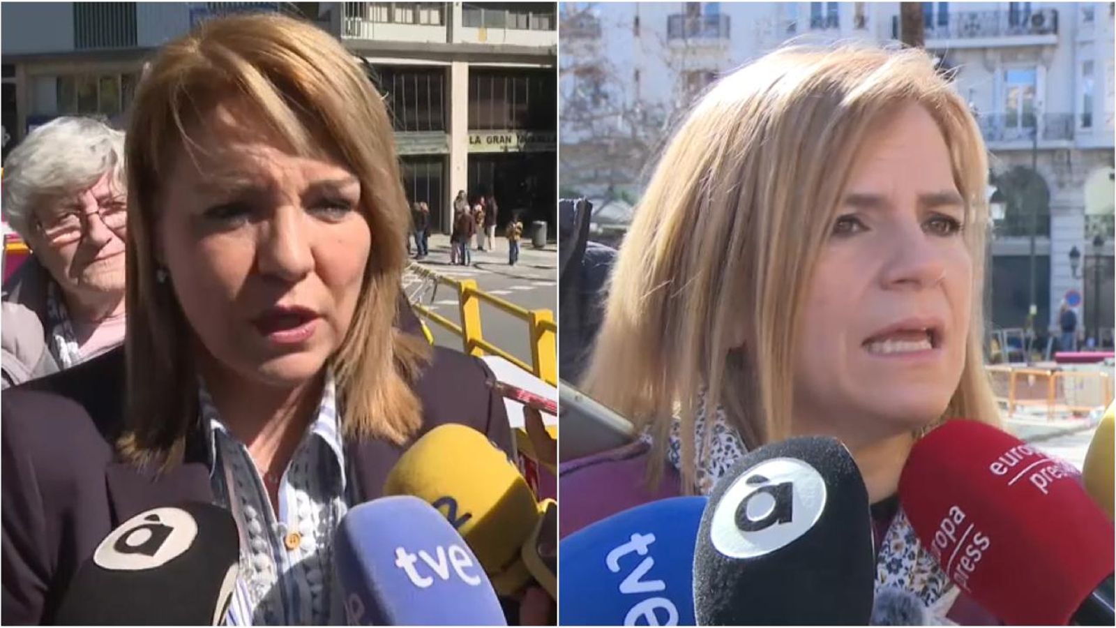 Susana Camarero i Pilar Bernabé, en declaracions als mitjans de comunicació