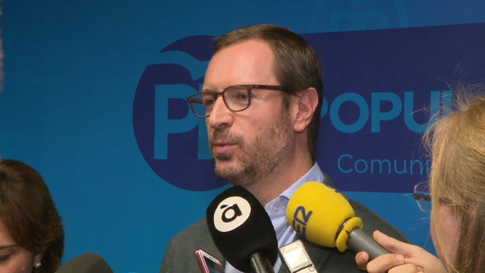 El subsecretari d’Organització del PP, Javier Maroto, en la roda de premsa posterior al comité executiu regional del PPCV
