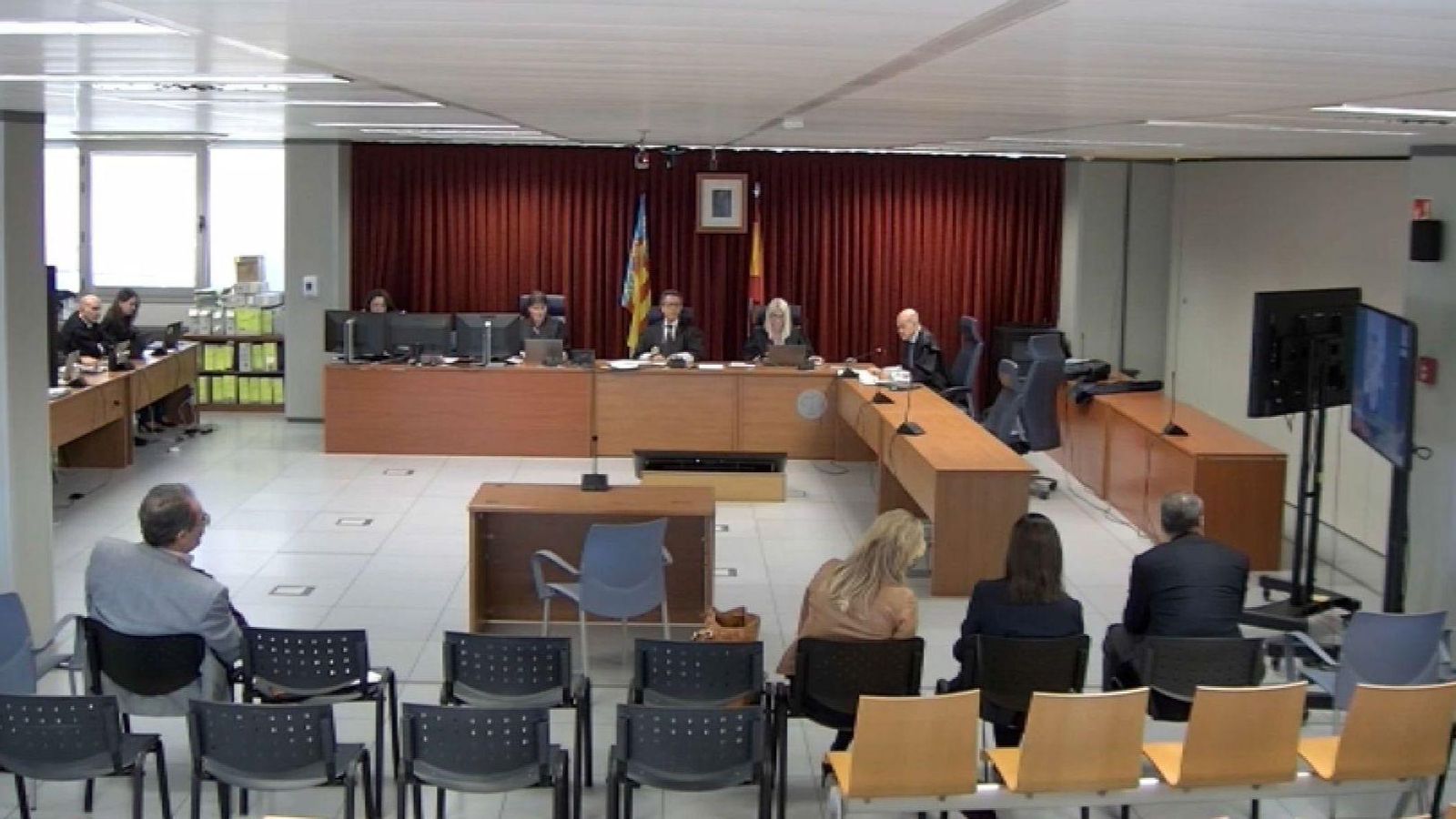 En imatge, un moment de la declaració per videoconferència