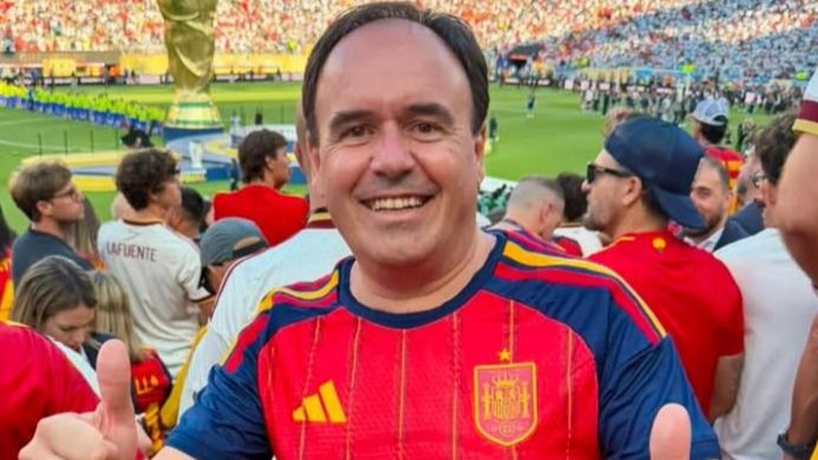 El president de la Generalitat, Juanfran Pérez Llorca, durant la final del mundial 2026