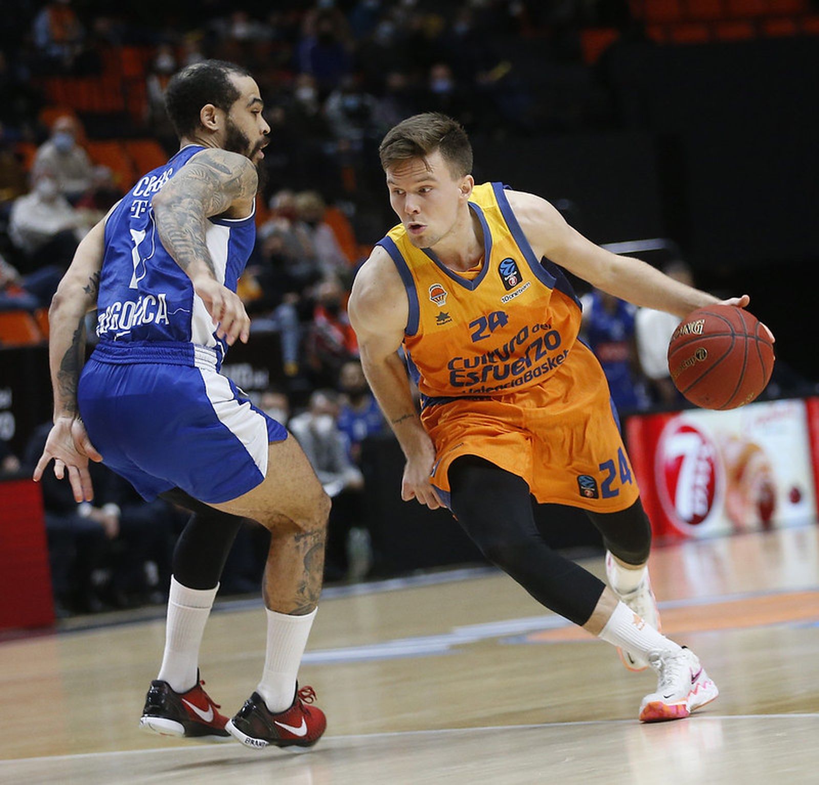 El base del València Basket, Martin Hermansson, màxim anotador taronja, amb 16 punts, 4 assistències i 20 punts de valoració 