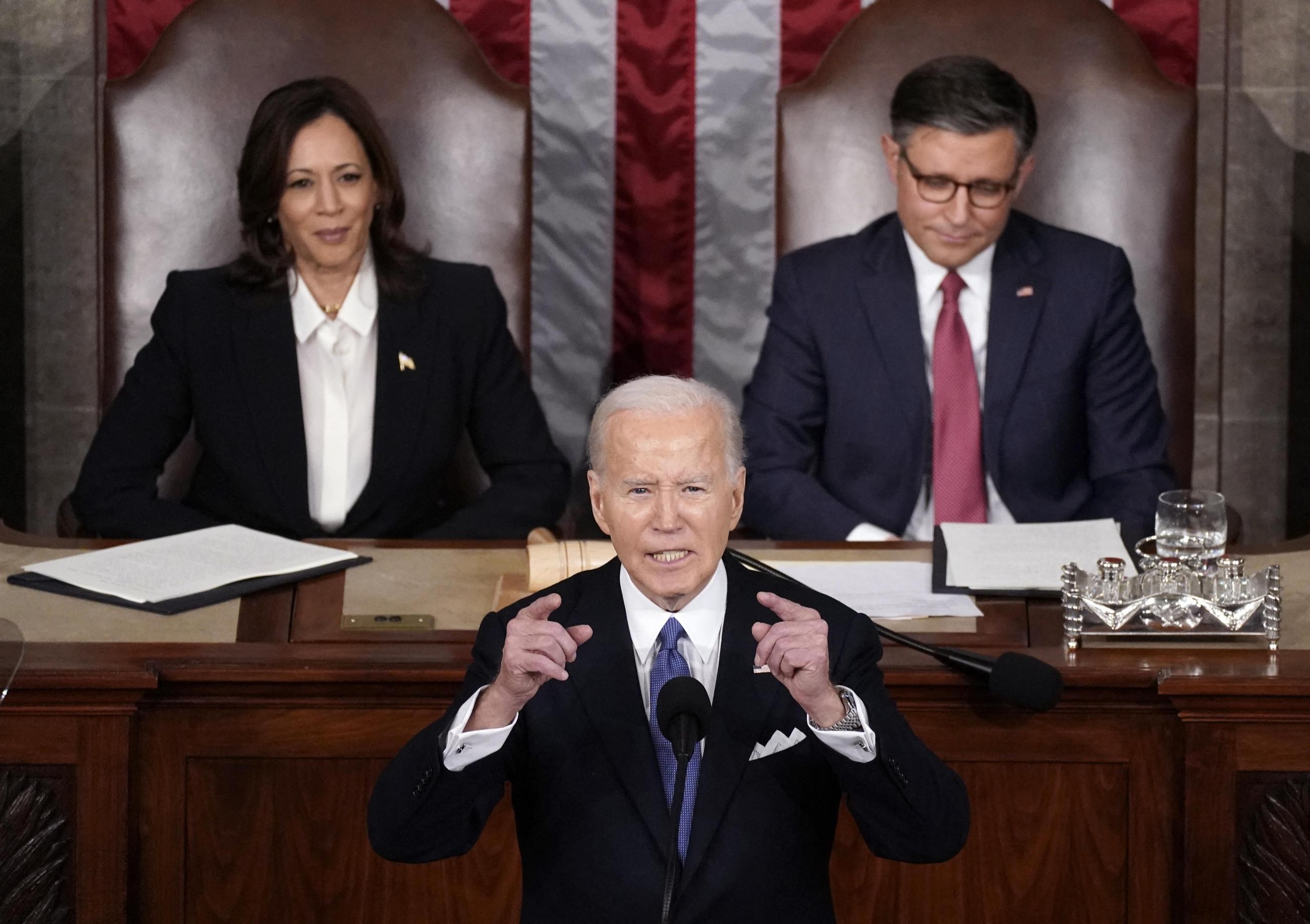 El president dels EUA Joe Biden, durant el discurs sobre l'estat de la Unió El president dels EUA Joe Biden, durant el discurs sobre l'estat de la Unió