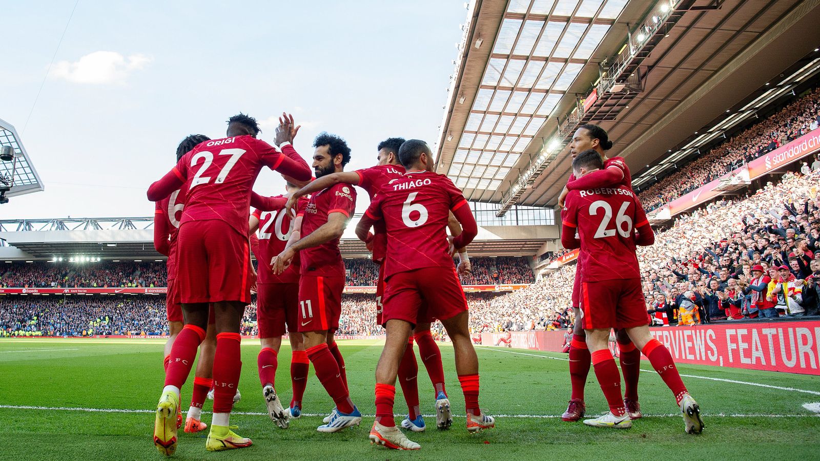 Imatge dels jugadors del Liverpool a Anfield