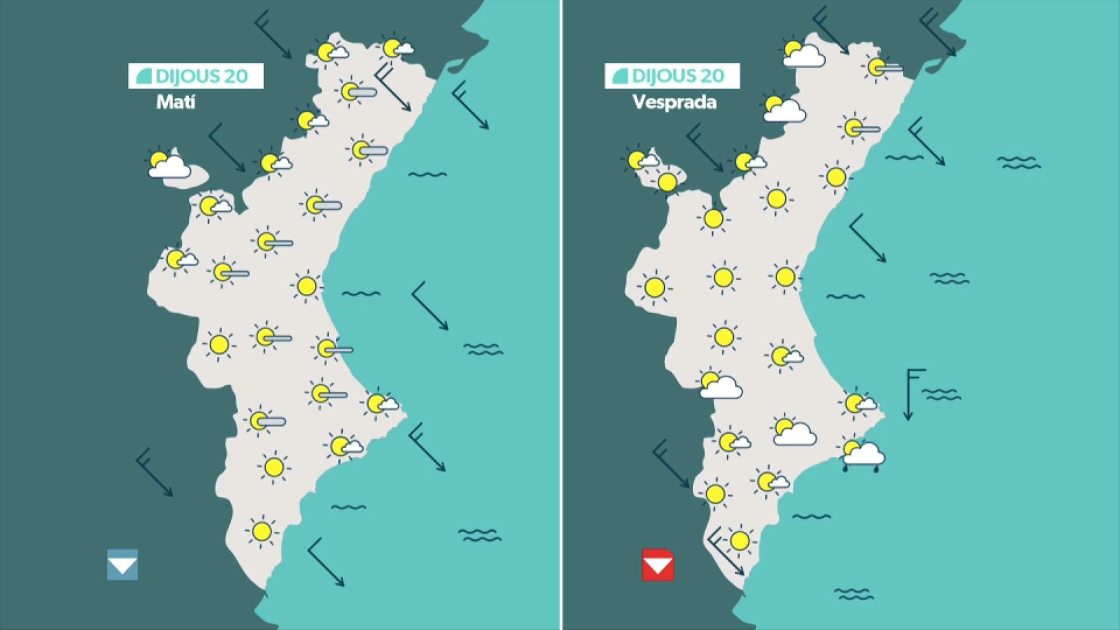 La previsió meteorològica per a dijous