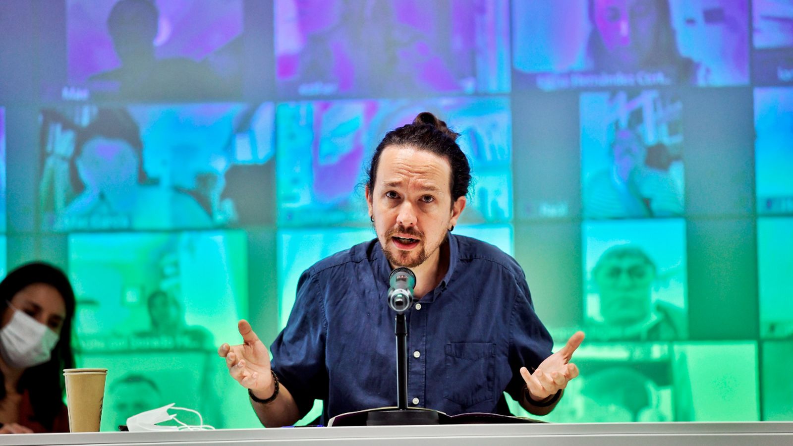 Iglesias durant la seua intervendió davant del Consell Ciutadà de Podem aquest dissabte a Madrid