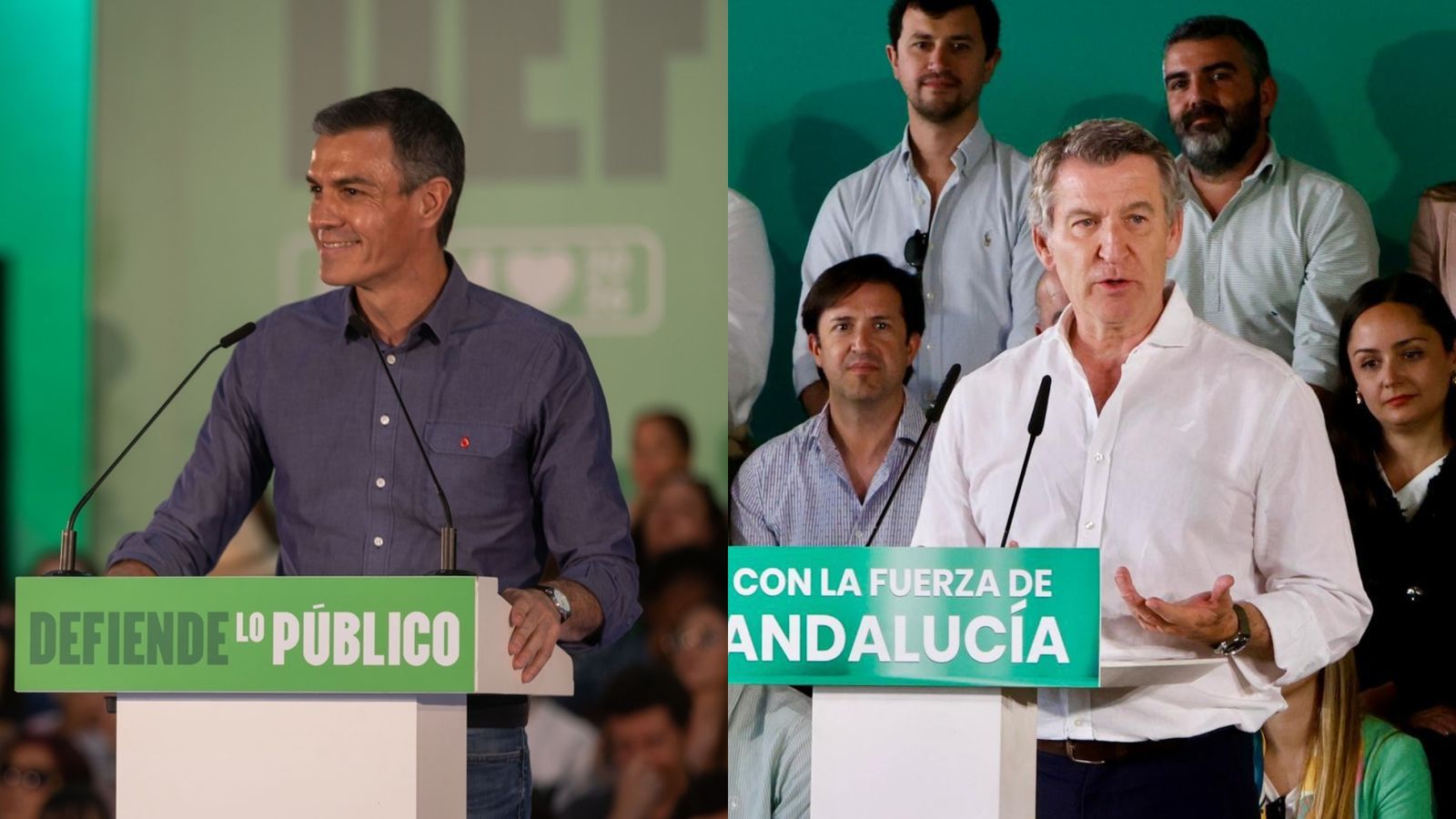 Sánchez i Feijóo, en actes de la campanya electoral andalusa este diumenge