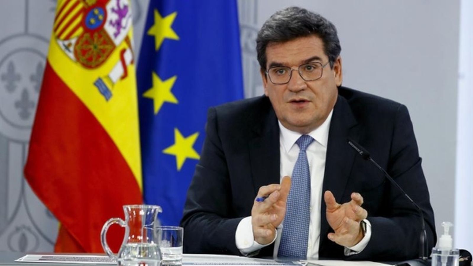 El ministre d'Inclusió, Seguretat Social i Migracions, José Luis Escrivá, durant la roda de premsa posterior al Consell de Ministres