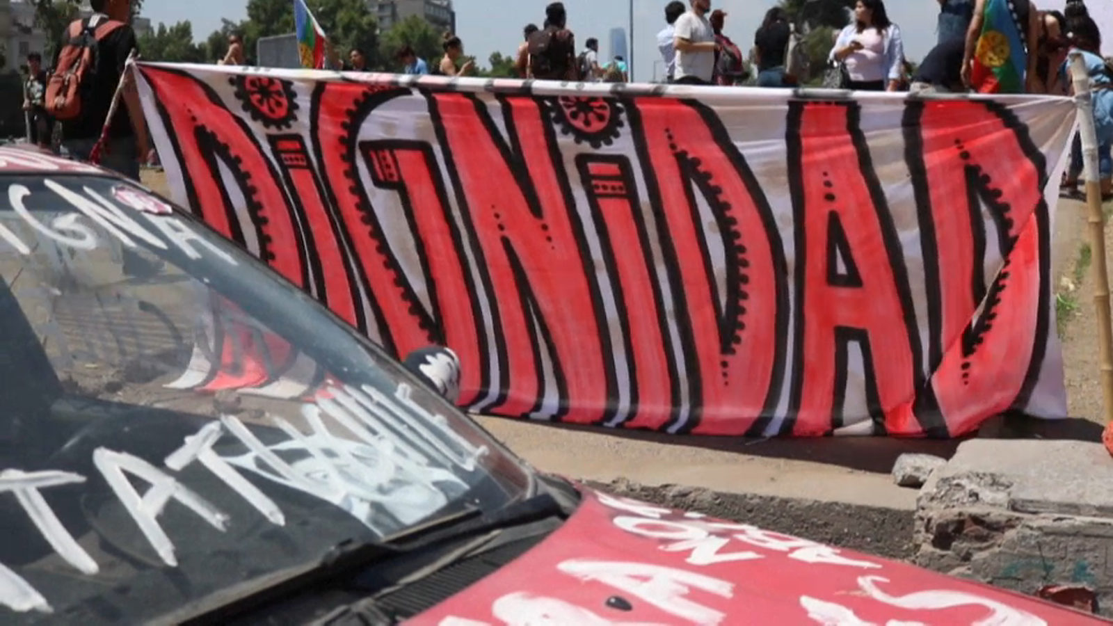 Imatge de protestes a Santiago de Xile