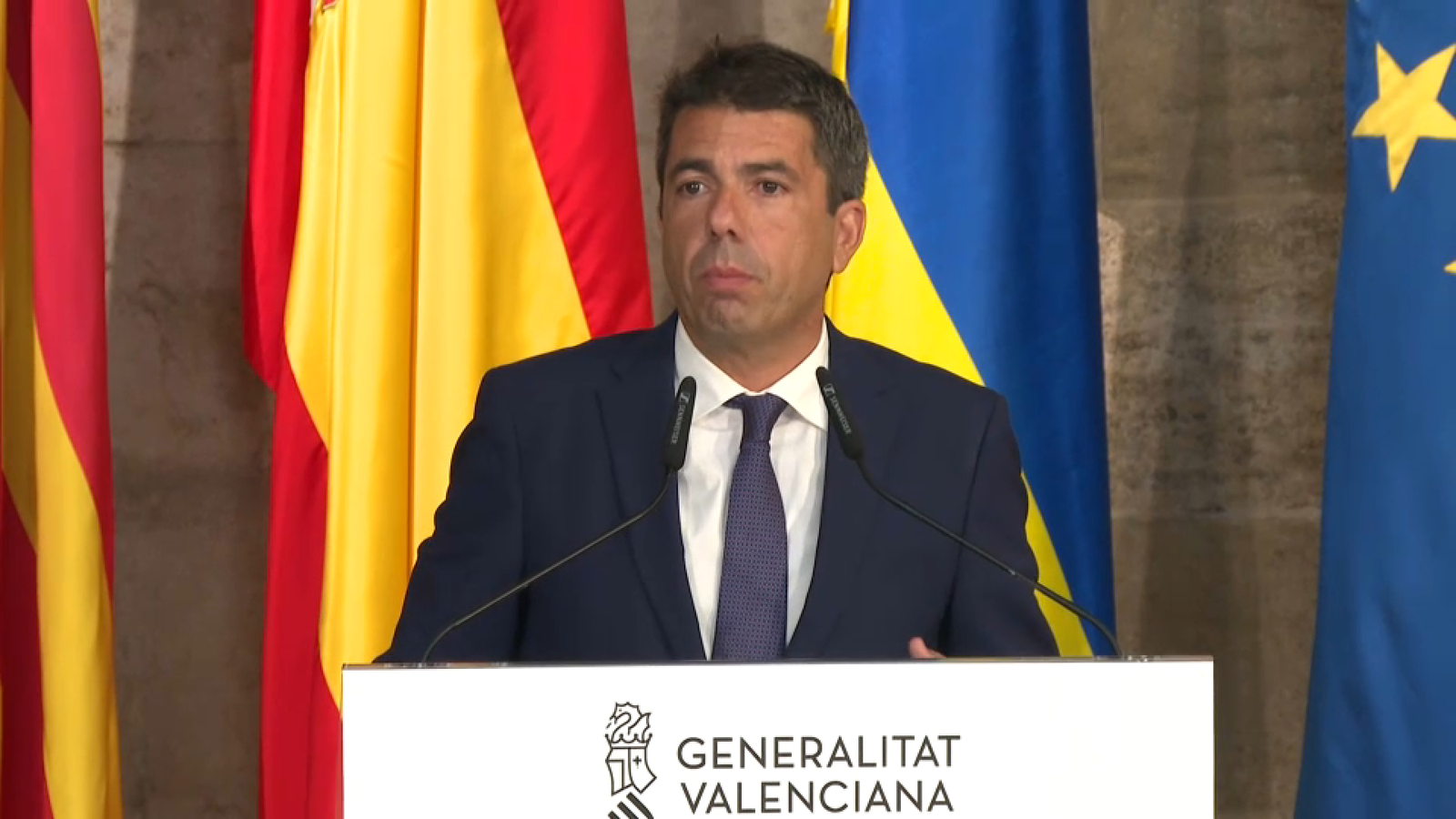 El president de la Generalitat, Carlos Mazón, al Palau de la Generalitat
