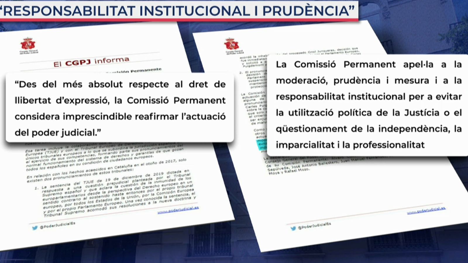 El CGPJ demana mesura a Iglesias i que no s’use políticament la justícia