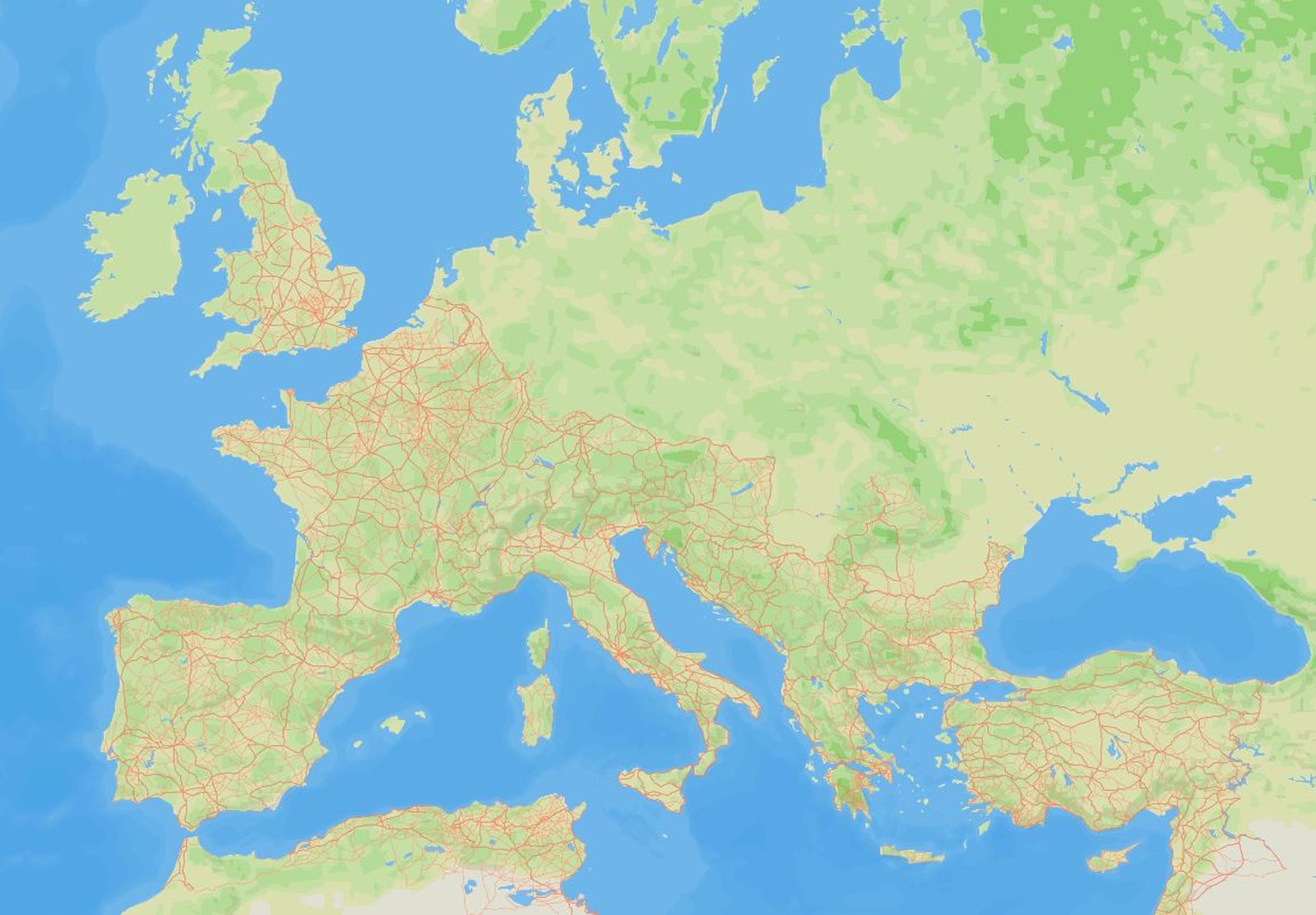 Mapa de calçades romanes a partir de la reconstrucció del projecte Itiner-e