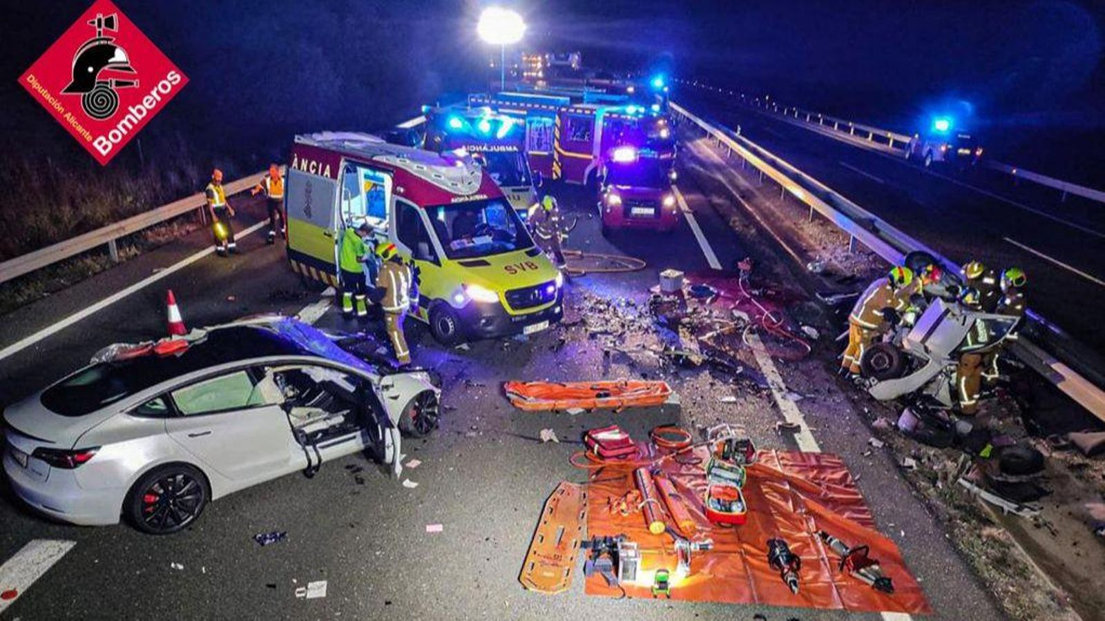 Imatge de l'accident a l'AP-7 Imatge de l'accident a l'AP-7