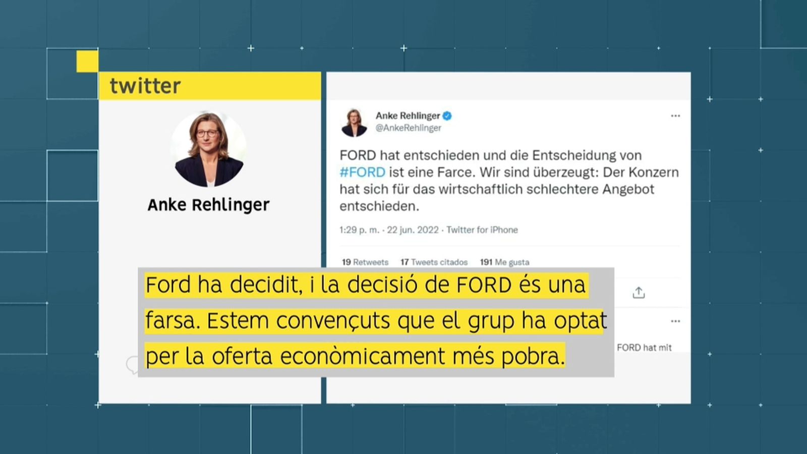 El tuit de la ministra de la regió, Anke Rehlinger