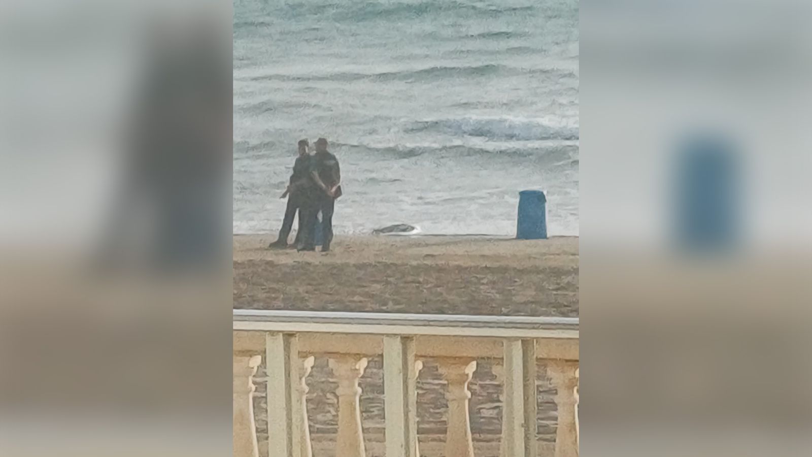 Foto facilitada per una veïna del moment en què la Policia Local acudia al lloc dels fets
