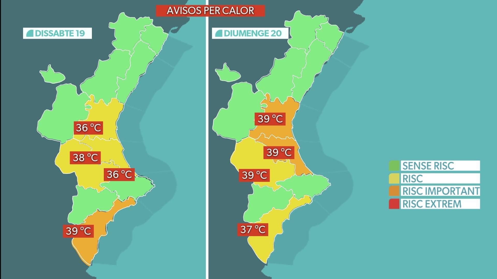 Avisos taronja. Risc important per la calor Avisos taronja. Risc important per la calor