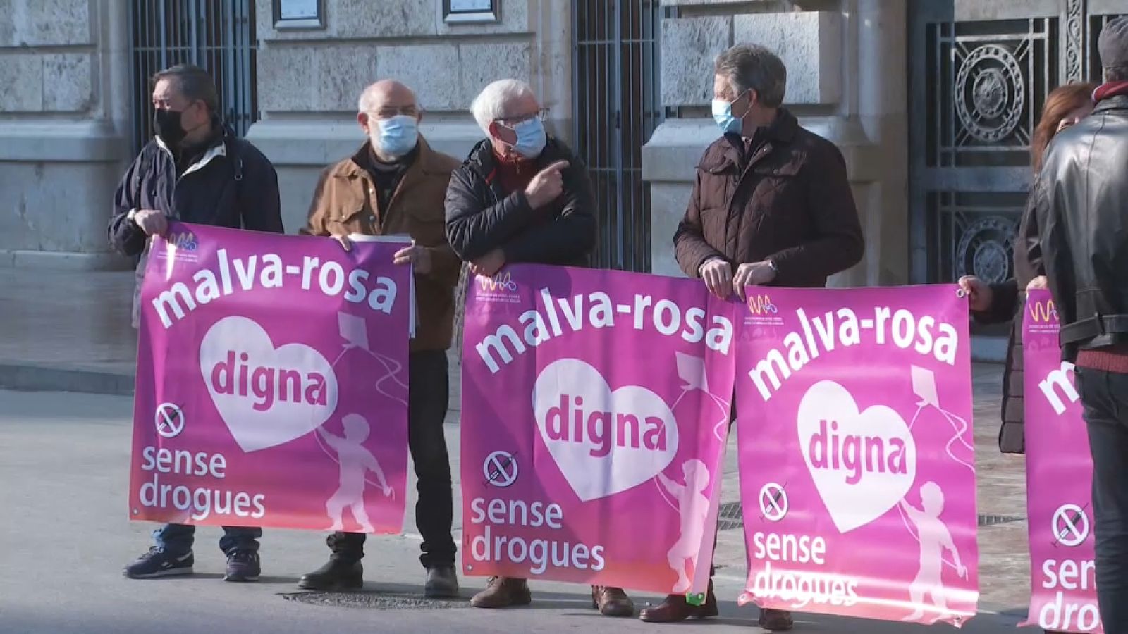 Alguns dels veïns que s'han concentrat aquest dijous a les portes de l'ajuntament de València, abans de lliurar-li les cartes a Ribó