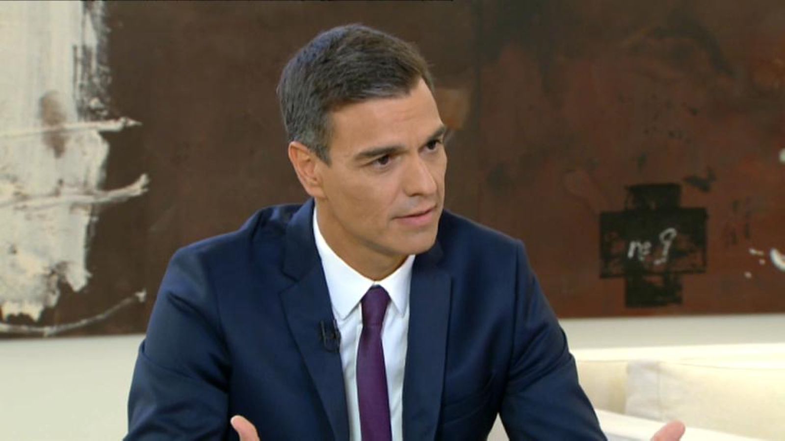 Pedro Sánchez, durant l'entrevista en La Sexta Pedro Sánchez, durant l'entrevista en La Sexta