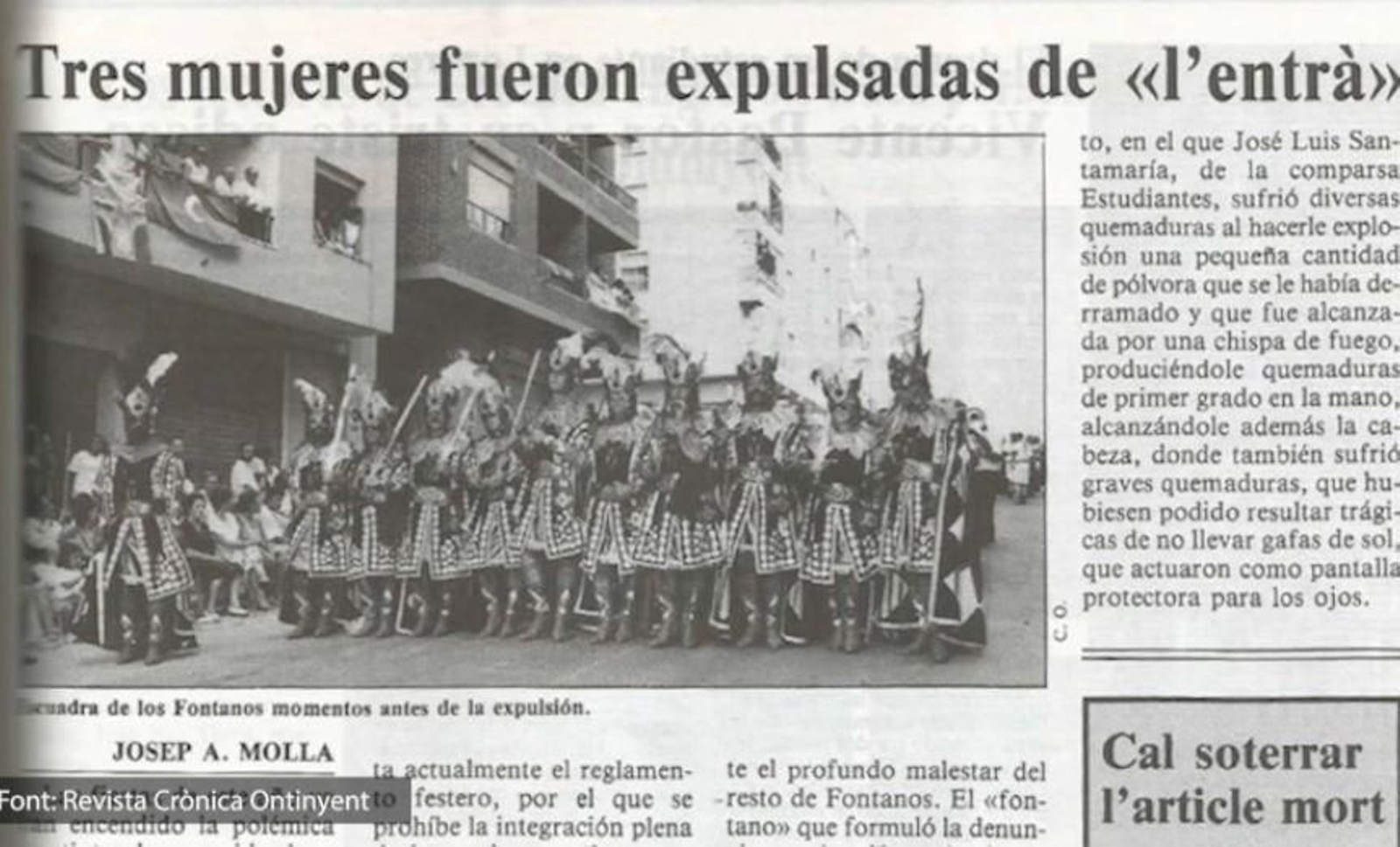 Article a la premsa que informava de l'expulsió