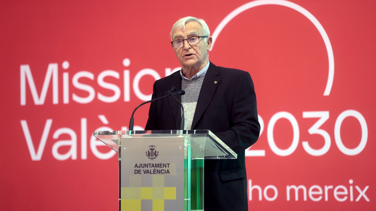L'Alcalde de València, Joan Ribó, durant la presentació de l'estratègia de la Missió Climàtica València 2030