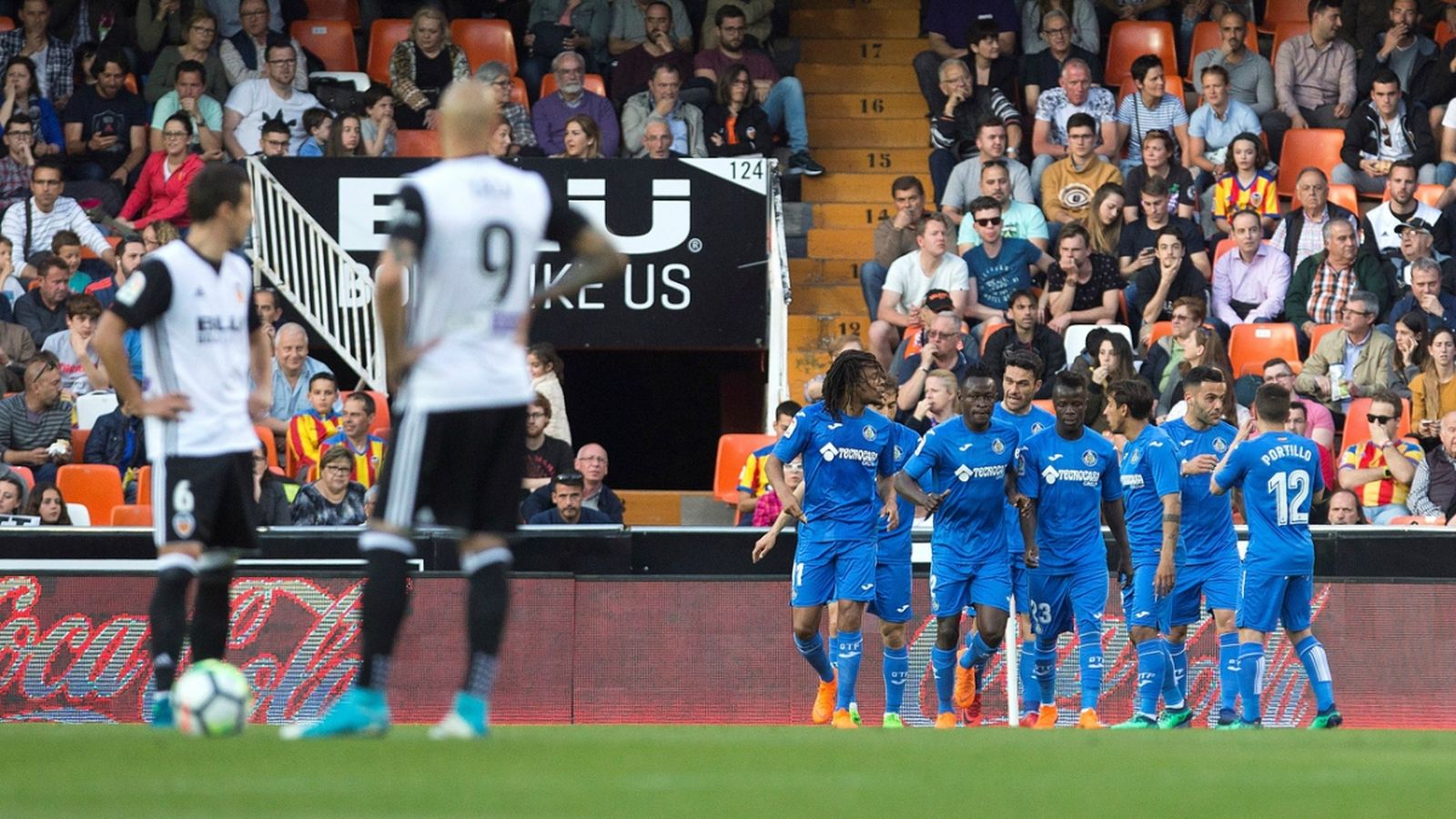 Els jugadors del Getafe celebren un dels gols