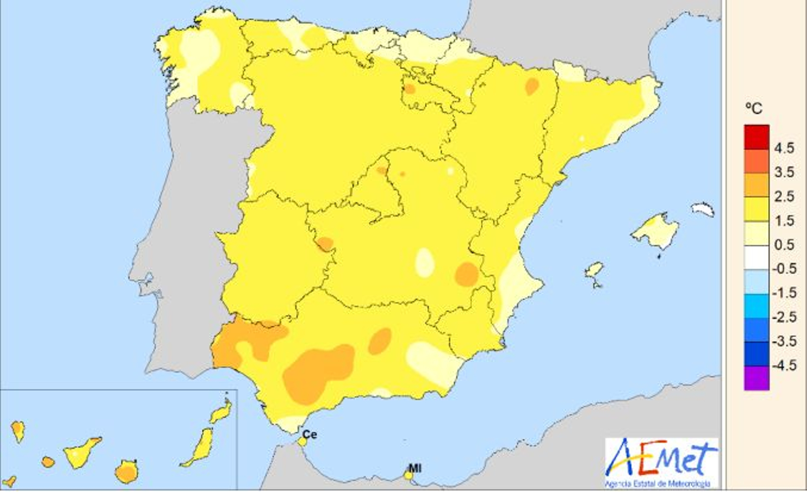 Anomalies de temperatura registrades en agost de 2023