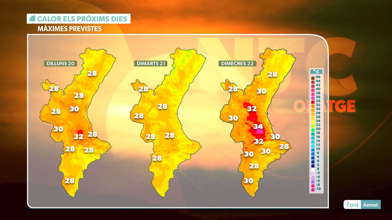 Dimecres serà el dia més calorós