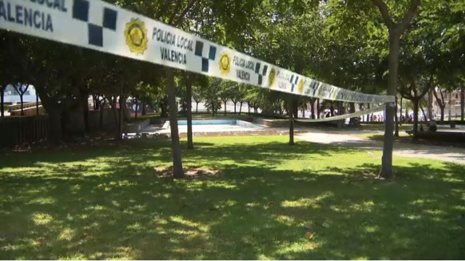 Arbre en què ha impactat el llamp, precintat per la policia local