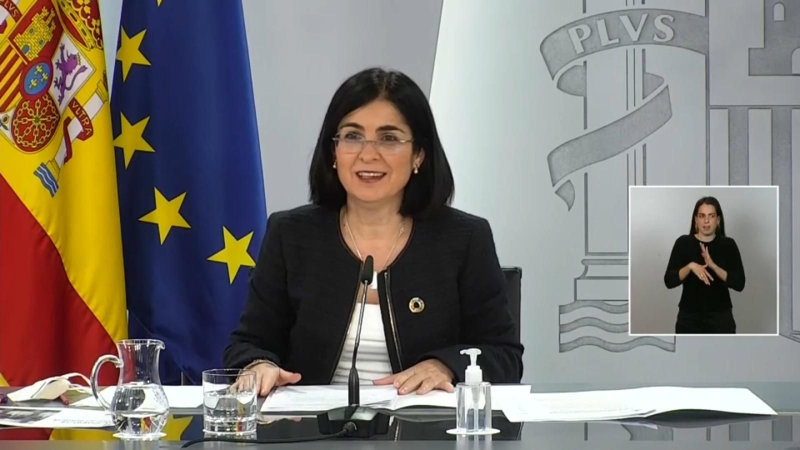 La ministra de Sanitat, Carolina Darias, en la roda de premsa posterior al Consell Interterritorial de Sanitat