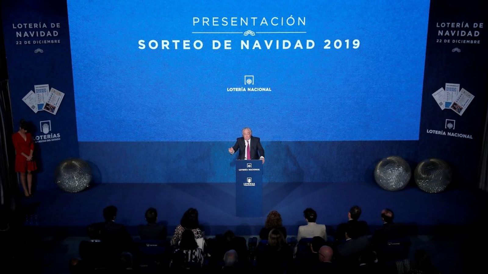 El president de Loteries i Apostes durant la presentació, aquest dijous, del Sorteig de Nadal a Madrid