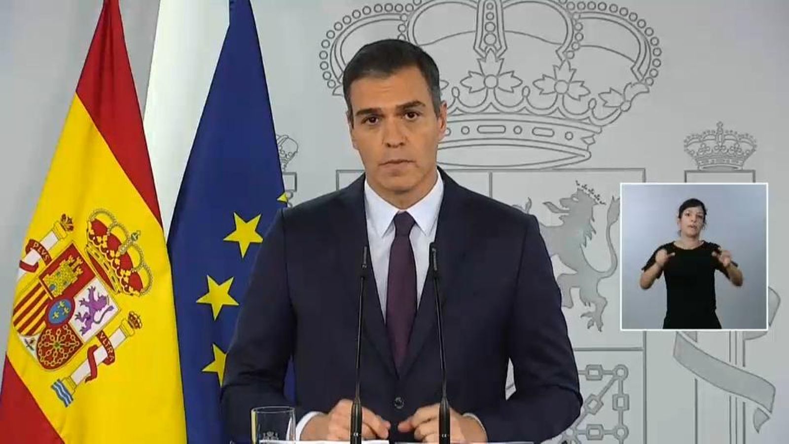 Pedro Sánchez en la compareixença de premsa