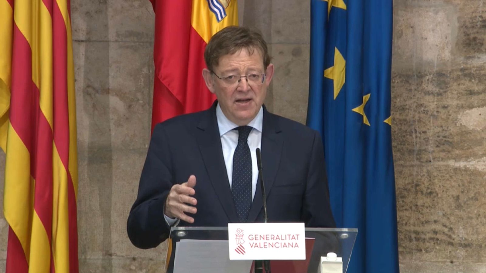 El president de la Generalitat, Ximo Puig, durant la roda de premsa al Palau de la Generalitat