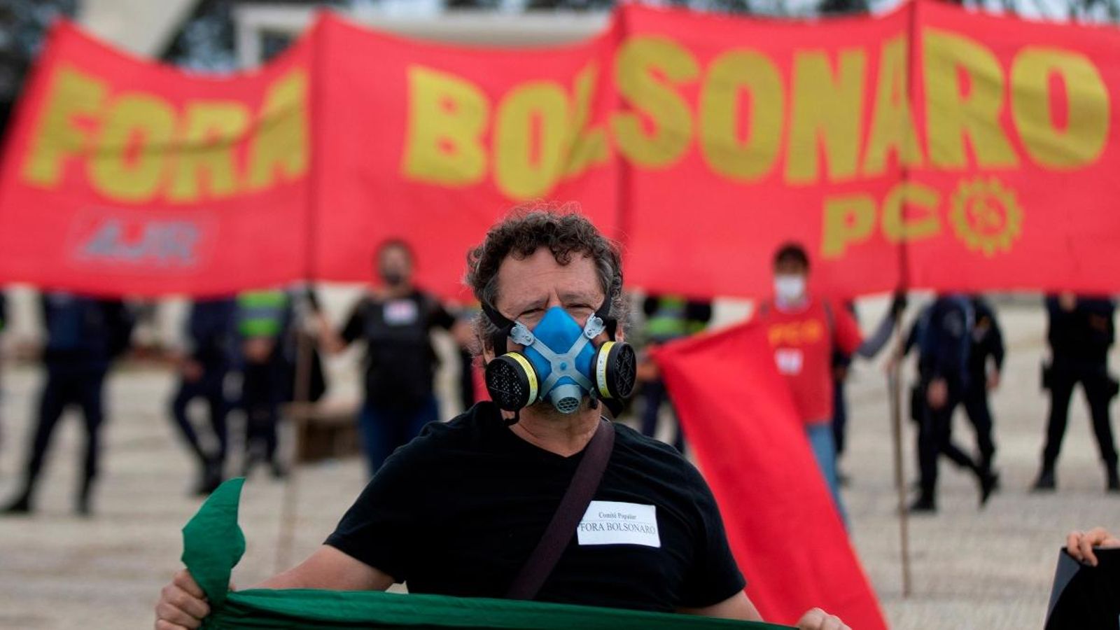 Protesta contra Jair Bolsonaro, aquest dimecres en el Palau de Planalto en Brasilia