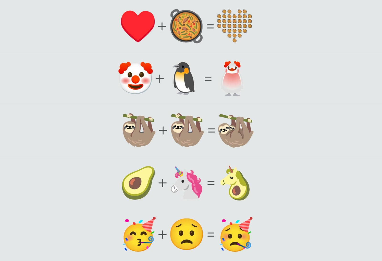 Possibles combinacions que es poden crear amb 'Emoji Kitchen'