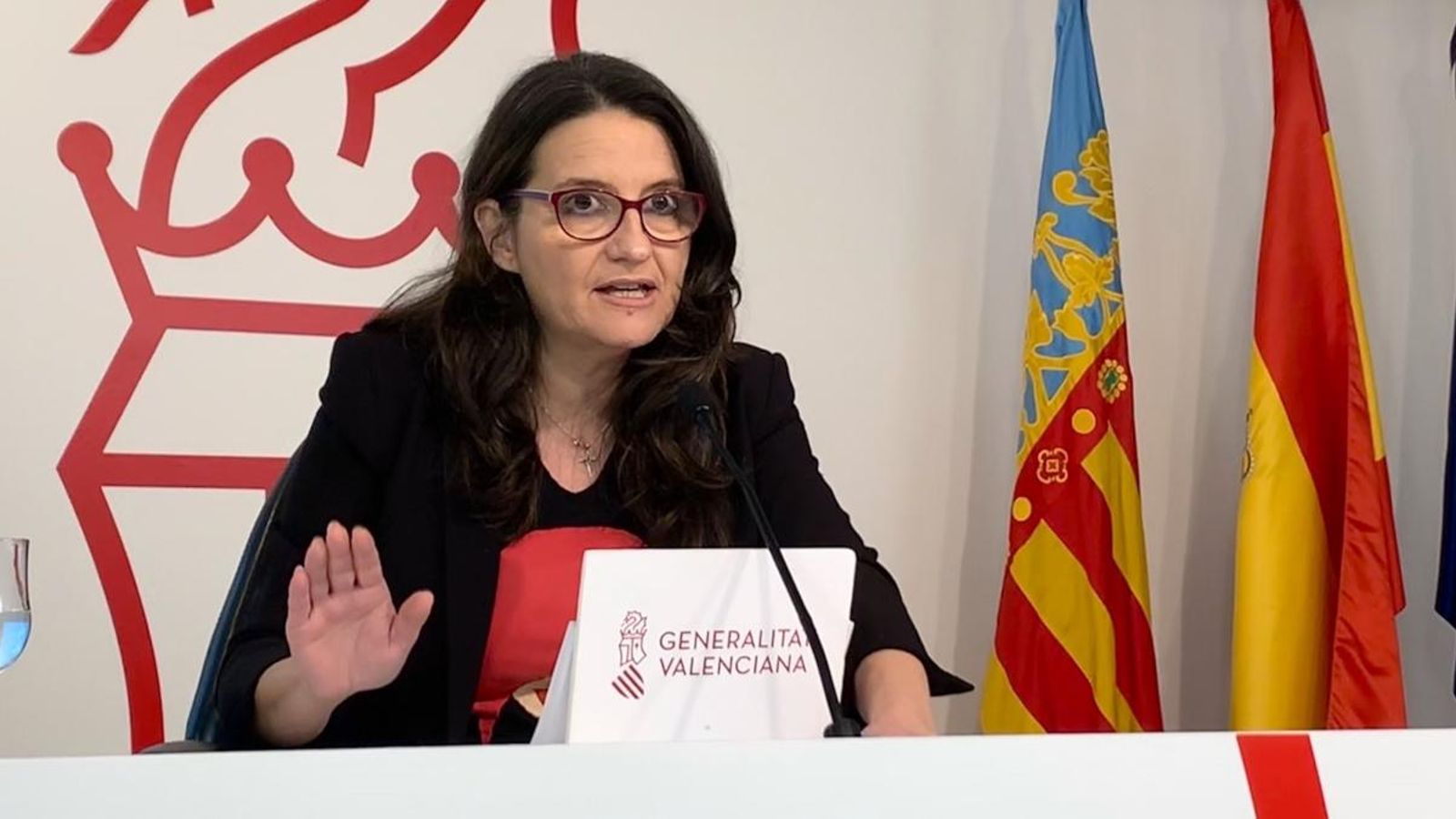 Mónica Oltra, en la roda de premsa del ple del Consell