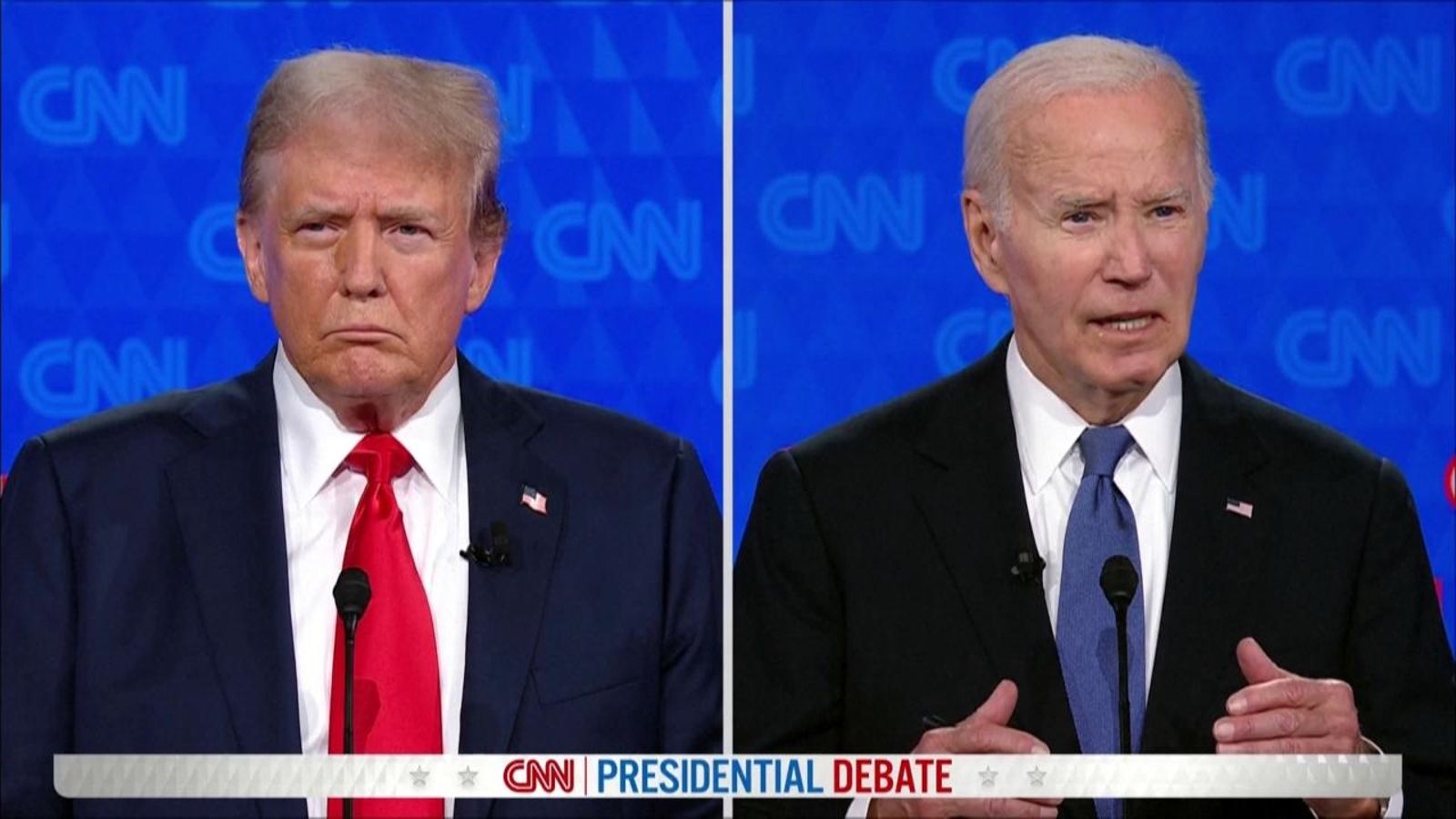 Donald Trump i Joe Biden en un moment del debat televisat este dijous a la nit