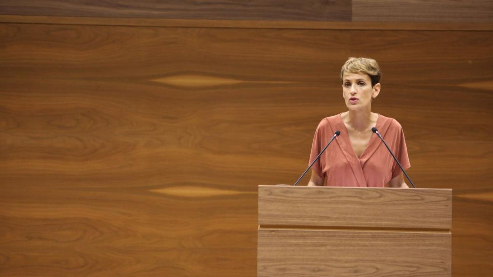 María Chivite, en el parlament navarrés
