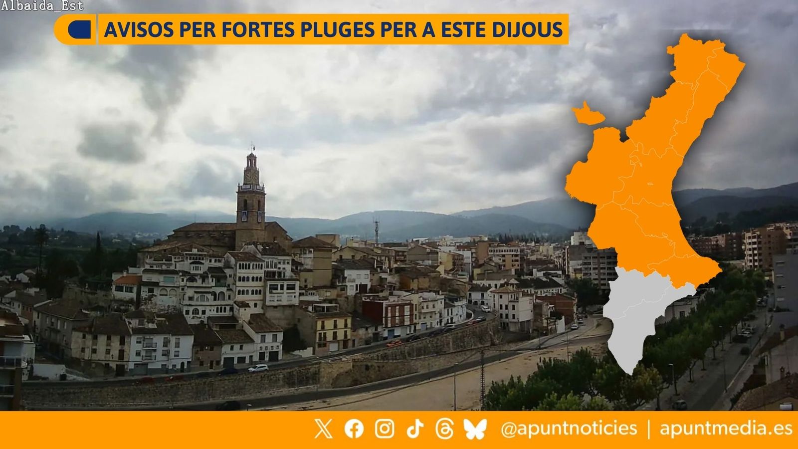 Avisos per fortes pluges per a este dijous