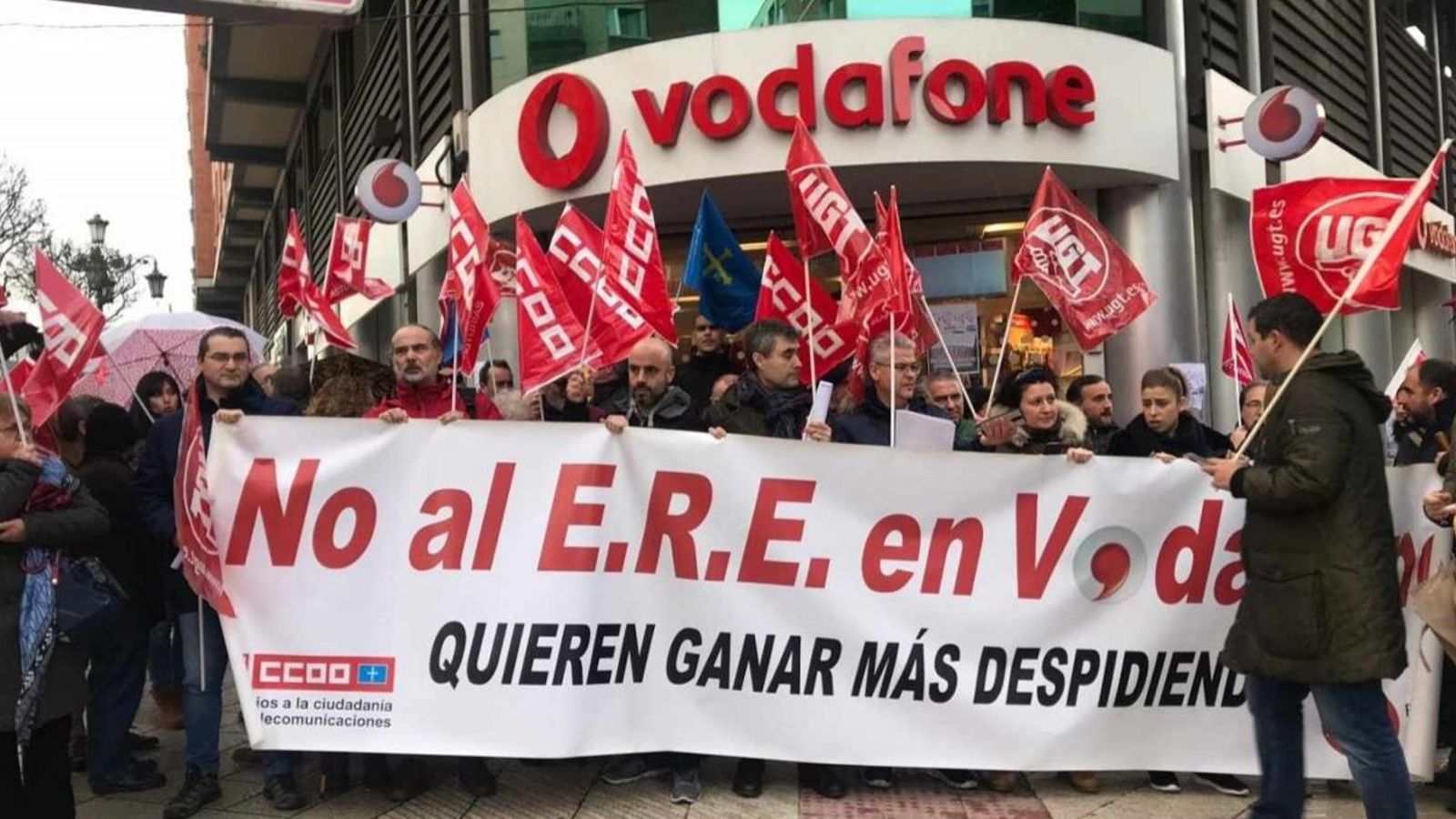 Imatge d'arxiu de la protesta dels treballadors de Vodafone per l'ERO Imatge d'arxiu de la protesta dels treballadors de Vodafone per l'ERO