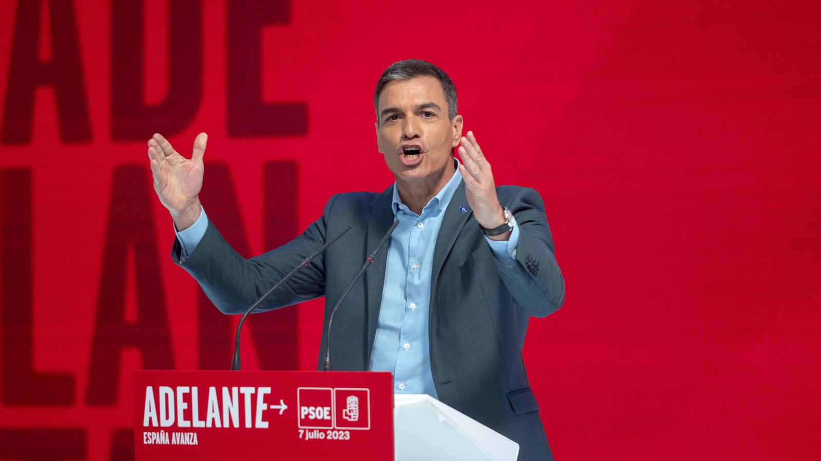Sánchez en la presentació del programa electoral del PSOE per a les eleccions el passat 7 de juliol a Madrid