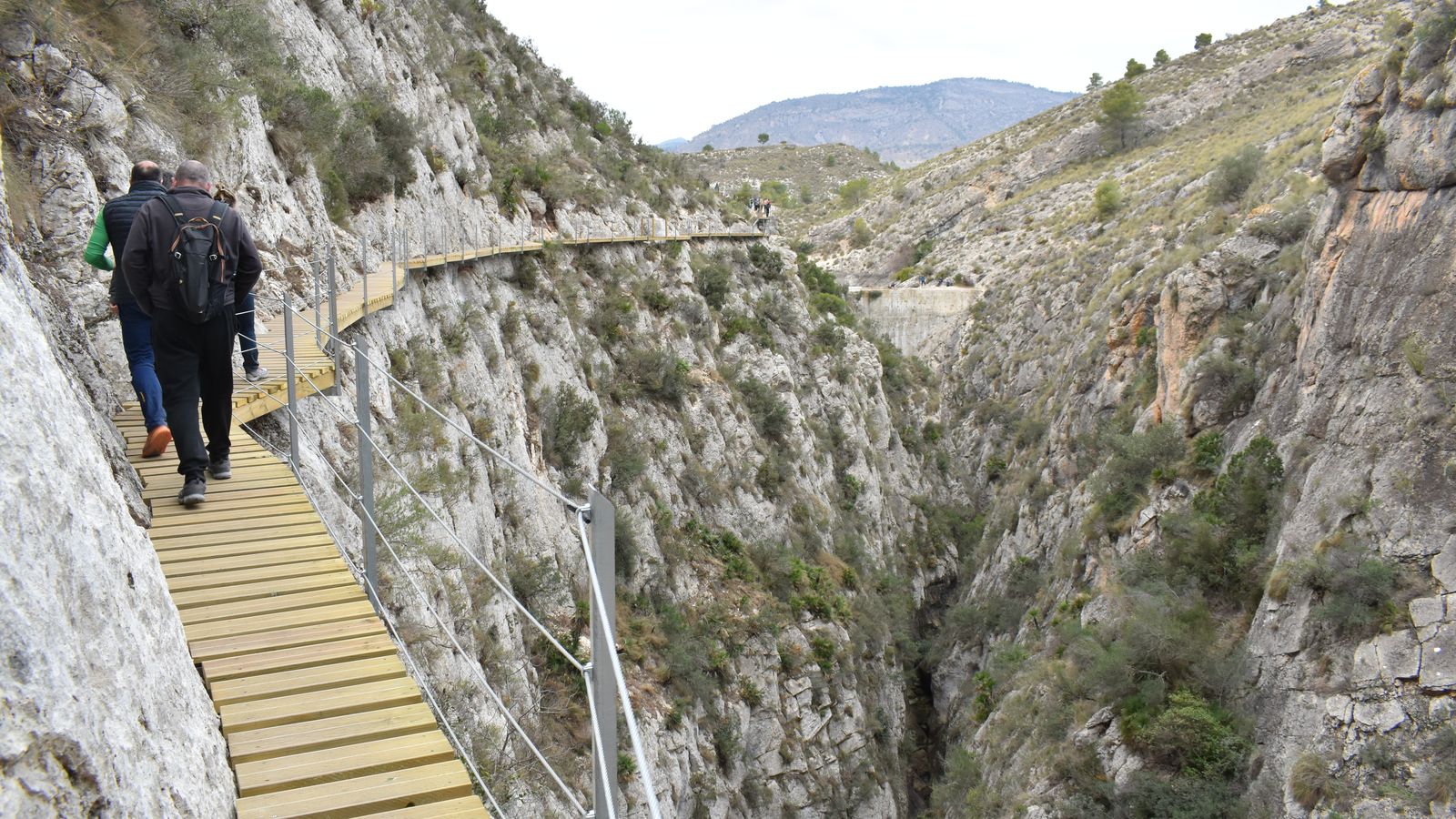 La passarel·la de 212 metres recorre el barranc fins al pantà del Relleu