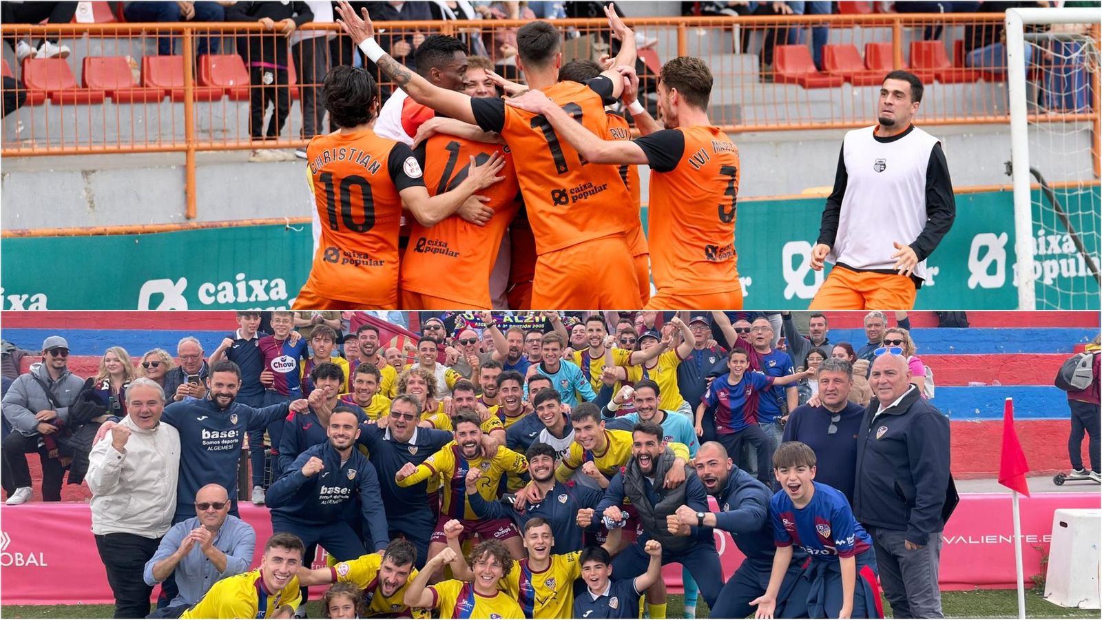 Els jugadors del Torrent i l'Alzira celebren la permanència