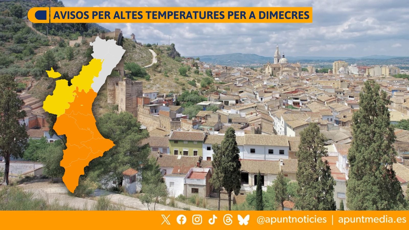 Mapa d'avisos per altes temperatures