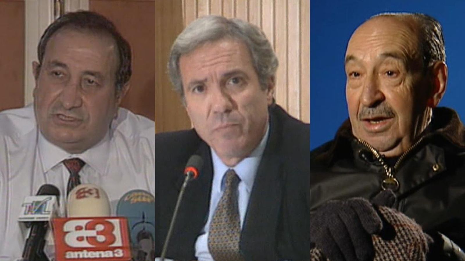 D'esquerra a dreta, l'exalcalde de Marbella Jesús Gil, l'exministre José Barrionuevo, i el militar condemnat pel 23F Alfonso Armada