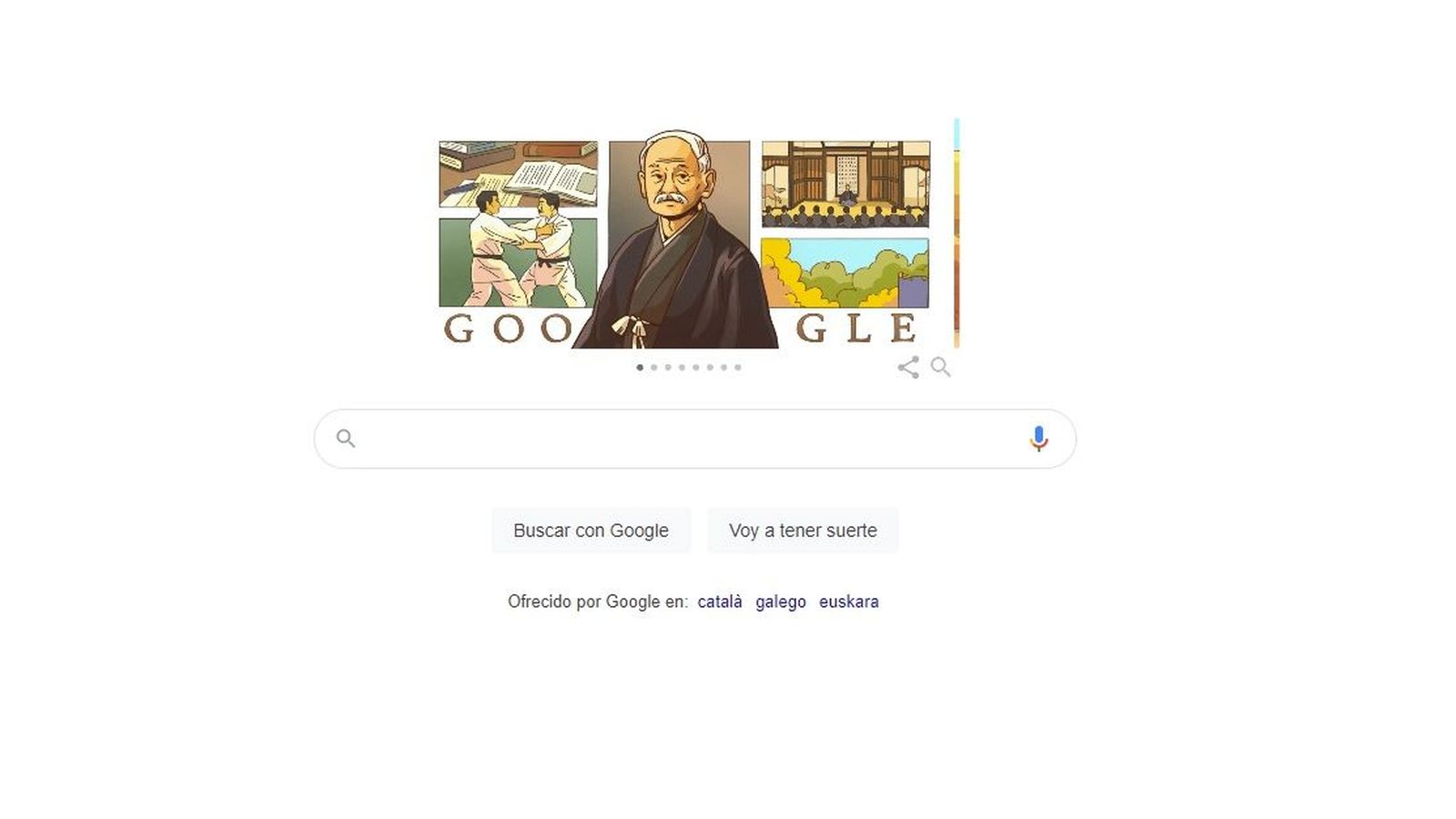 Imatge principal del Doodle de Google d'aquest dijous amb una il·lustració de Jigoro Kano