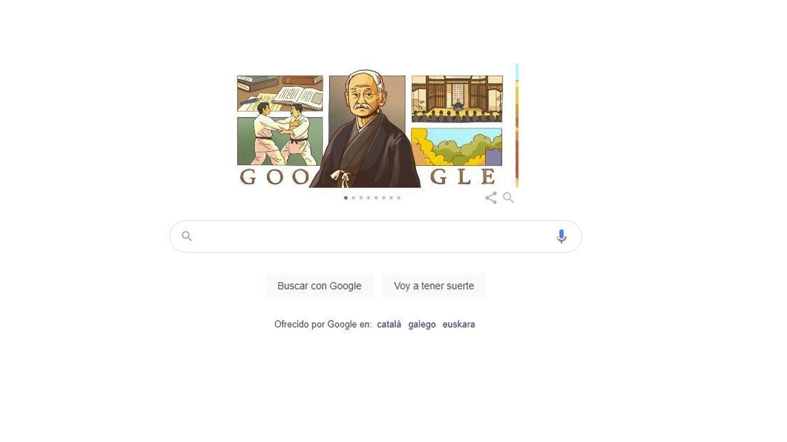 Imatge principal del Doodle de Google d'aquest dijous amb una il·lustració de Jigoro Kano