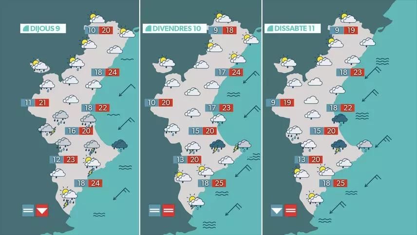 Mapa de pluges per a dijous, divendres i dissabte Mapa de pluges per a dijous, divendres i dissabte