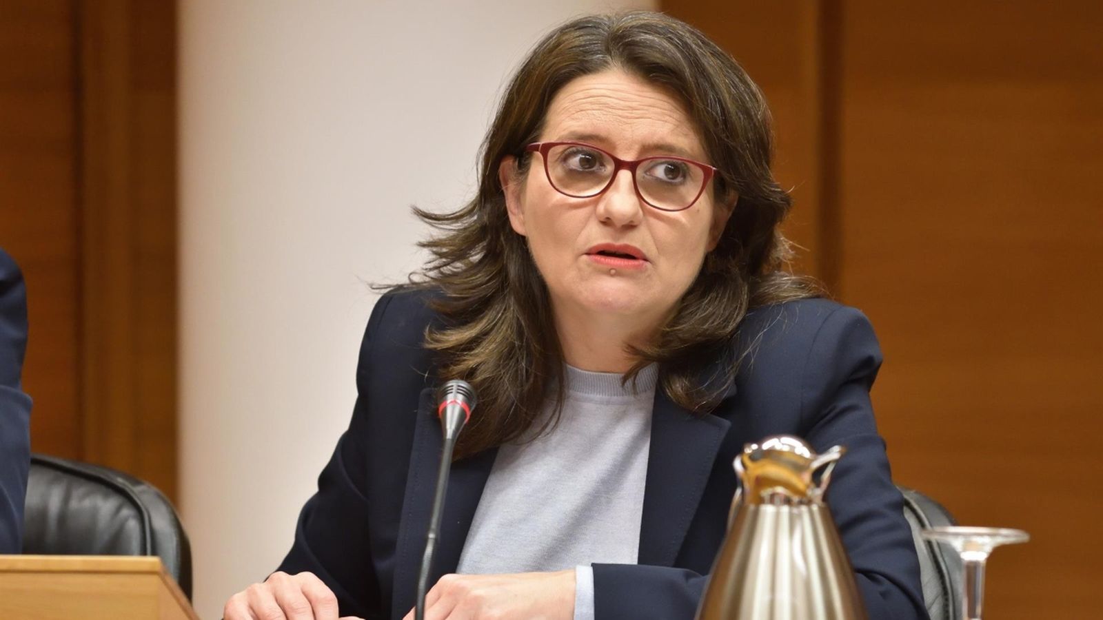 Mónica Oltra, durant la compareixença a les Corts