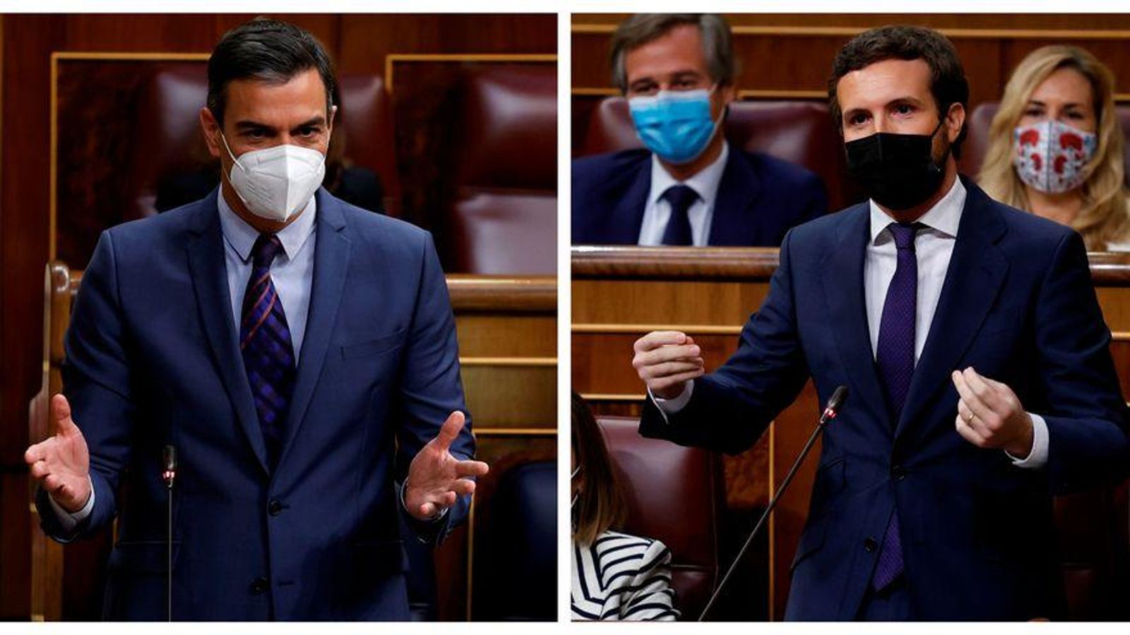 El president del govern, Pedro Sánchez, i el president del PP, Pablo Casado, al Congrés en una imatge d'arxiu